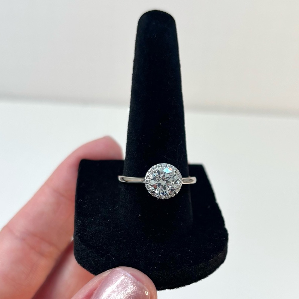 Sterling Silver Halo Solitaire Ring